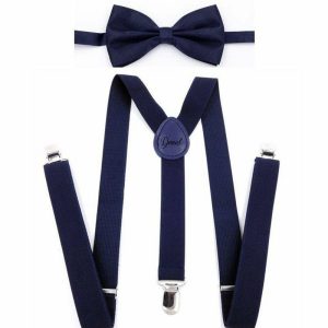 Accessories | Personalized Classic Solid Color Elastic band Suspenders Blue – Mens