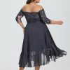 Birthday | A-line Off the Shoulder Asymmetrical Lace Chiffon Cocktail Dress With Sequins As Picture – Womens