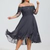 Birthday | A-line Off the Shoulder Asymmetrical Lace Chiffon Cocktail Dress With Sequins As Picture – Womens