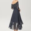 Birthday | A-line Off the Shoulder Asymmetrical Lace Chiffon Cocktail Dress With Sequins As Picture – Womens