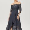 Birthday | A-line Off the Shoulder Asymmetrical Lace Chiffon Cocktail Dress With Sequins As Picture – Womens