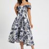 Birthday | A-line Off the Shoulder Asymmetrical Satin Cocktail Dress With Flower As Picture – Womens