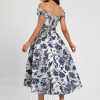 Birthday | A-line Off the Shoulder Asymmetrical Satin Cocktail Dress With Flower As Picture – Womens