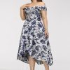 Birthday | A-line Off the Shoulder Asymmetrical Satin Cocktail Dress With Flower As Picture – Womens