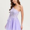 Birthday | A-line One Shoulder Mini Tulle Homecoming Dress Lilac – Womens