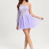 Birthday | A-line One Shoulder Mini Tulle Homecoming Dress Lilac – Womens