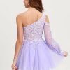 Birthday | A-line One Shoulder Mini Tulle Homecoming Dress Lilac – Womens