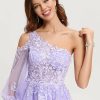 Birthday | A-line One Shoulder Mini Tulle Homecoming Dress Lilac – Womens