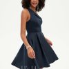 Birthday | A-line One Shoulder Short Satin Homecoming Dress Dark Navy – Womens