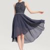 Birthday | A-line Scoop Asymmetrical Chiffon Lace Cocktail Dress With Beading Stormy – Womens