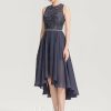 Birthday | A-line Scoop Asymmetrical Chiffon Lace Cocktail Dress With Beading Stormy – Womens