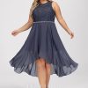 Birthday | A-line Scoop Asymmetrical Chiffon Lace Cocktail Dress With Beading Stormy – Womens