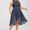 Birthday | A-line Scoop Asymmetrical Chiffon Lace Cocktail Dress With Beading Stormy – Womens