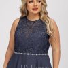 Birthday | A-line Scoop Asymmetrical Chiffon Lace Cocktail Dress With Beading Stormy – Womens