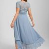 Birthday | A-line Scoop Asymmetrical Lace Chiffon Cocktail Dress Dusty Blue – Womens