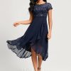 Birthday | A-line Scoop Asymmetrical Lace Chiffon Cocktail Dress With Cascading Ruffles As Picture – Womens