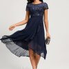 Birthday | A-line Scoop Asymmetrical Lace Chiffon Cocktail Dress With Cascading Ruffles As Picture – Womens