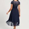 Birthday | A-line Scoop Asymmetrical Lace Chiffon Cocktail Dress With Cascading Ruffles As Picture – Womens