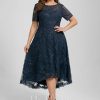 Birthday | A-line Scoop Asymmetrical Sequin Lace Cocktail Dress With Sequins Dark Navy – Womens