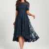 Birthday | A-line Scoop Asymmetrical Sequin Lace Cocktail Dress With Sequins Dark Navy – Womens