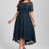 Birthday | A-line Scoop Asymmetrical Sequin Lace Cocktail Dress With Sequins Dark Navy – Womens