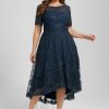 Birthday | A-line Scoop Asymmetrical Sequin Lace Cocktail Dress With Sequins Dark Navy – Womens