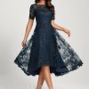 Birthday | A-line Scoop Asymmetrical Sequin Lace Cocktail Dress With Sequins Dark Navy – Womens