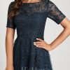 Birthday | A-line Scoop Asymmetrical Sequin Lace Cocktail Dress With Sequins Dark Navy – Womens