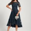 Birthday | A-line Scoop Asymmetrical Sequin Lace Cocktail Dress With Sequins Dark Navy – Womens