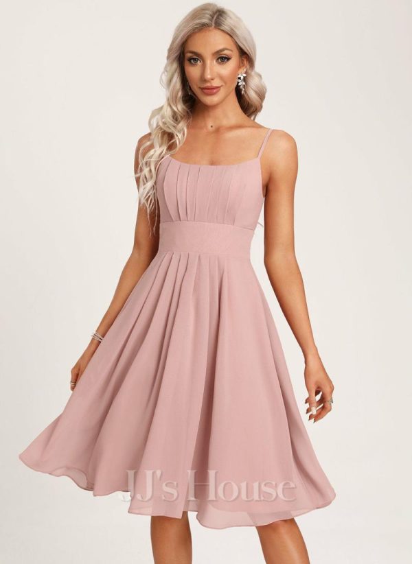 Birthday | A-line Scoop Knee-Length Chiffon Homecoming Dress Dusty Rose – Womens