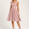 Birthday | A-line Scoop Knee-Length Chiffon Homecoming Dress Dusty Rose – Womens