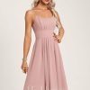 Birthday | A-line Scoop Knee-Length Chiffon Homecoming Dress Dusty Rose – Womens