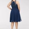 Birthday | A-line Scoop Knee-Length Chiffon Lace Cocktail Dress With Beading Navy Blue – Womens