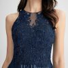 Birthday | A-line Scoop Knee-Length Chiffon Lace Cocktail Dress With Beading Navy Blue – Womens