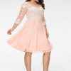 Birthday | A-line Scoop Knee-Length Lace Chiffon Cocktail Dress Pearl Pink – Womens