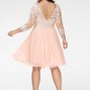 Birthday | A-line Scoop Knee-Length Lace Chiffon Cocktail Dress Pearl Pink – Womens