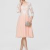 Birthday | A-line Scoop Knee-Length Lace Chiffon Cocktail Dress Pearl Pink – Womens