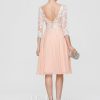 Birthday | A-line Scoop Knee-Length Lace Chiffon Cocktail Dress Pearl Pink – Womens