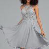 Birthday | A-line Scoop Knee-Length Lace Chiffon Cocktail Dress With Sequins As Picture – Womens