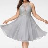 Birthday | A-line Scoop Knee-Length Lace Chiffon Cocktail Dress With Sequins As Picture – Womens