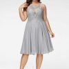 Birthday | A-line Scoop Knee-Length Lace Chiffon Cocktail Dress With Sequins As Picture – Womens