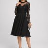 Birthday | A-line Scoop Knee-Length Lace Chiffon Cocktail Dress With Sequins Black – Womens