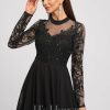 Birthday | A-line Scoop Knee-Length Lace Chiffon Cocktail Dress With Sequins Black – Womens