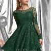 Birthday | A-line Scoop Short Lace Homecoming Dress With Sequins Hunter Green – Womens