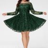 Birthday | A-line Scoop Short Lace Homecoming Dress With Sequins Hunter Green – Womens