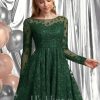 Birthday | A-line Scoop Short Lace Homecoming Dress With Sequins Hunter Green – Womens