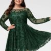 Birthday | A-line Scoop Short Lace Homecoming Dress With Sequins Hunter Green – Womens