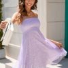 Birthday | A-line Square Short Tulle Homecoming Dress With Sequins Purple – Womens