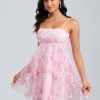 Birthday | A-line Straight Mini Lace Homecoming Dress With Bow Flower As Picture – Womens