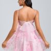 Birthday | A-line Straight Mini Lace Homecoming Dress With Bow Flower As Picture – Womens